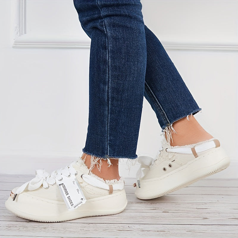 Women's Canvas Lace-Up Walking Shoes Outdoor Sneakers