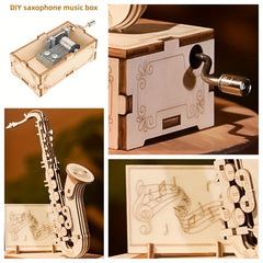 DIY Saxophone Puzzle Wooden Music Box Ideal Birthday Gift Teens