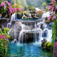 5D Waterfall Landscape Diamond Painting Kit, Full Drill Rhinestone Embroidery
