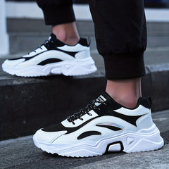 Men's Lace up Walking Shoes Outdoor Anti skid Chunky Shoes