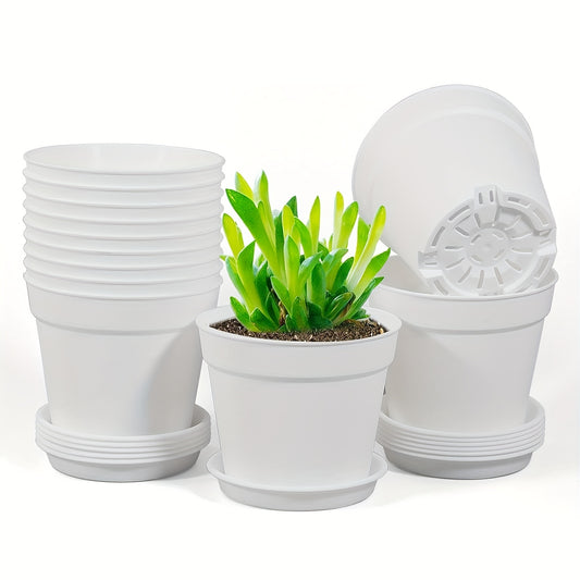 Small Plastic Plant Pots with Saucers for Flowers Succulents Seed Start