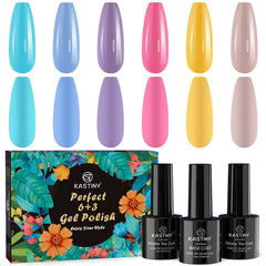 9-Piece Macaron Gel Nail Polish Set with Base, Gloss, and Matte Top Coatings
