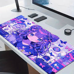 Refreshing Style Rectangular Mouse Pad Animation Purple Girl
