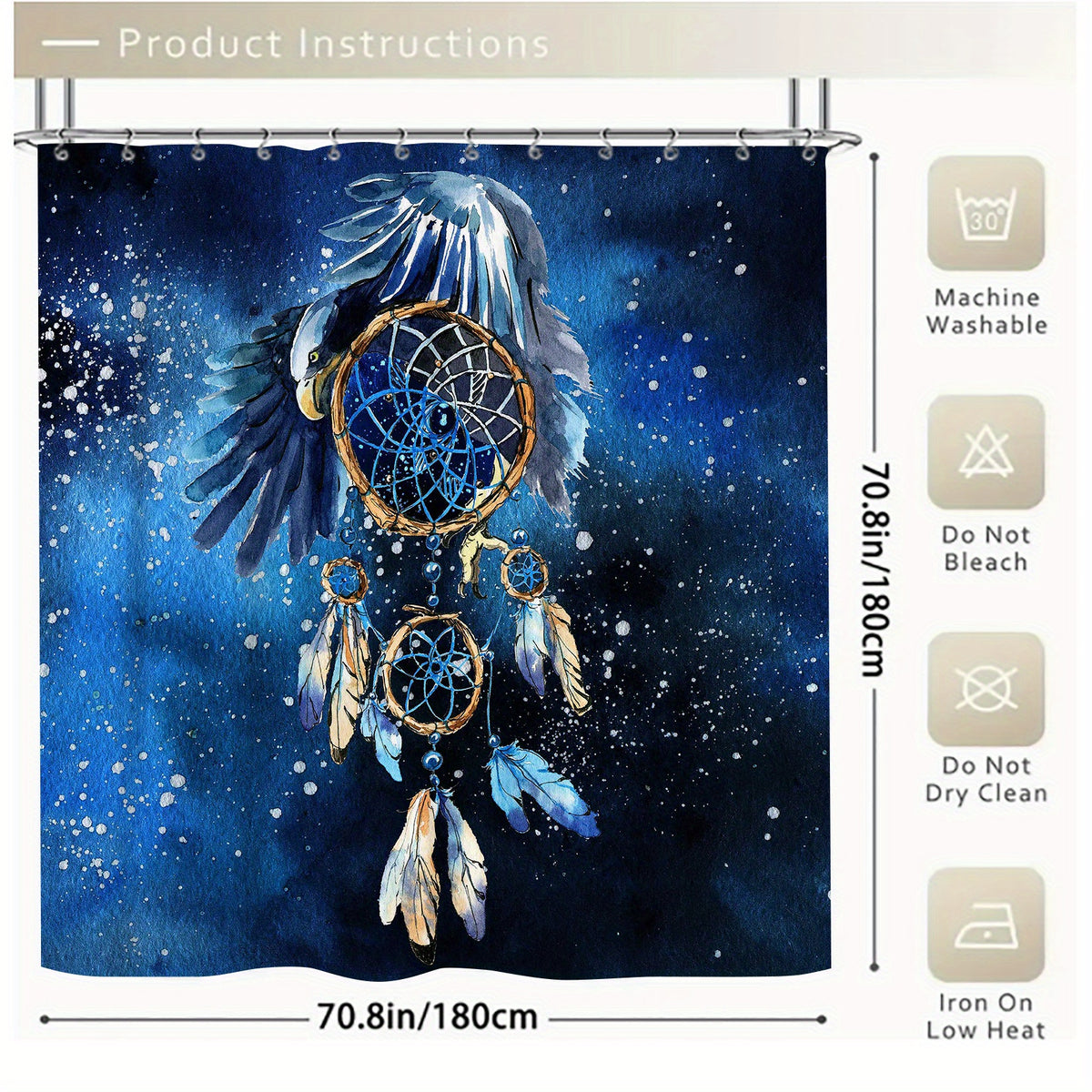 Eagle Feather Bathroom Set with Shower Curtain & 12 Hooks