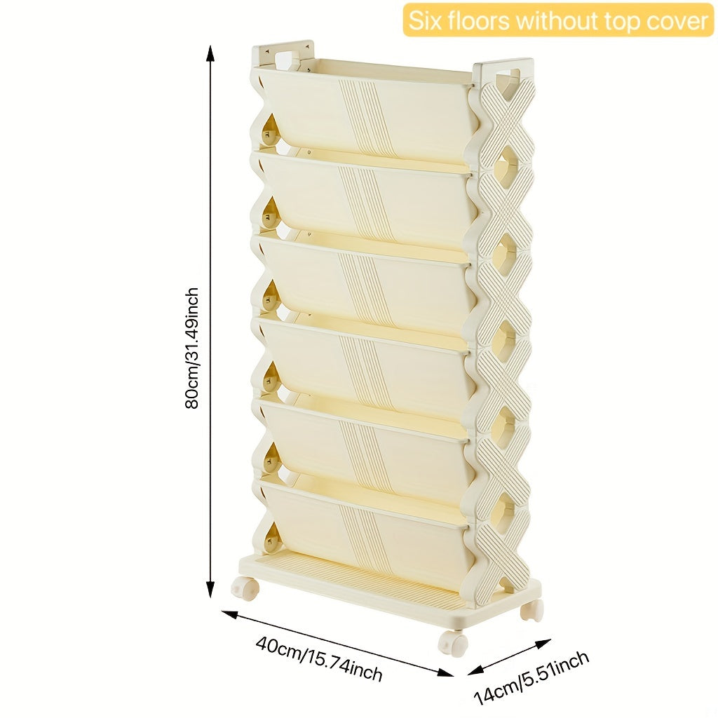 6 Tier Small Bookshelf Beside Desk Office Floor Shelf Lesson Desk Side