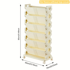 6 Tier Small Bookshelf Beside Desk Office Floor Shelf Lesson Desk Side