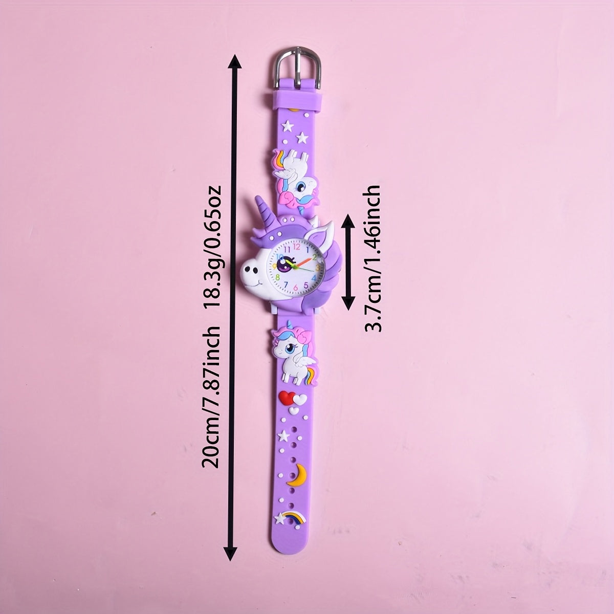 Unicorn Girls' Watch Pink Silicone Strap & Case Quartz Movement
