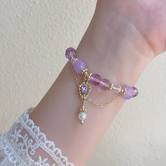 Purple Bead Bracelet Amethyst Beaded Bracelet