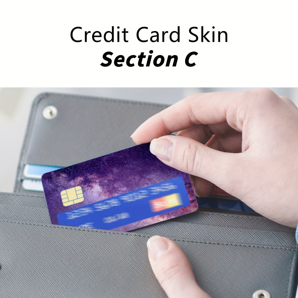2pcs Dark Purple Starry Sky Scratch Resistant Credit Card Stickers