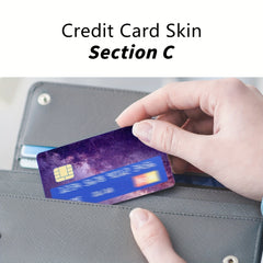 2pcs Dark Purple Starry Sky Scratch Resistant Credit Card Stickers