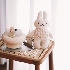 Cute Rabbit Doll with Checkered Bandage Soft Plush Animal