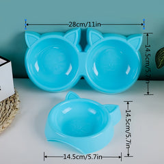Plastic Cat Dog Bowl Anti Overturning Single Double Bowls For Food & Water