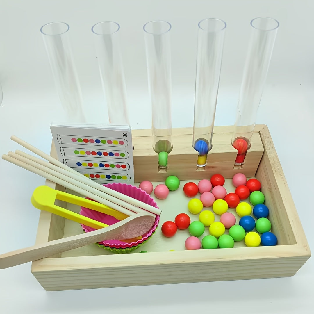 Wooden Bean Counting Game Educational Toy Interactive Learning Activity