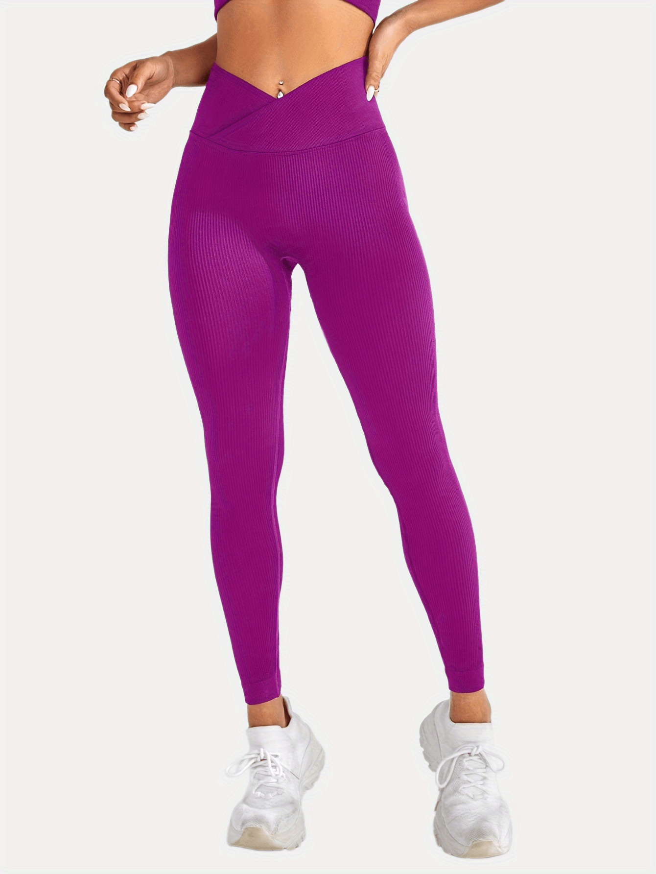 Ribbed Butt Lifting Yoga Pants Cross Waist Leggings