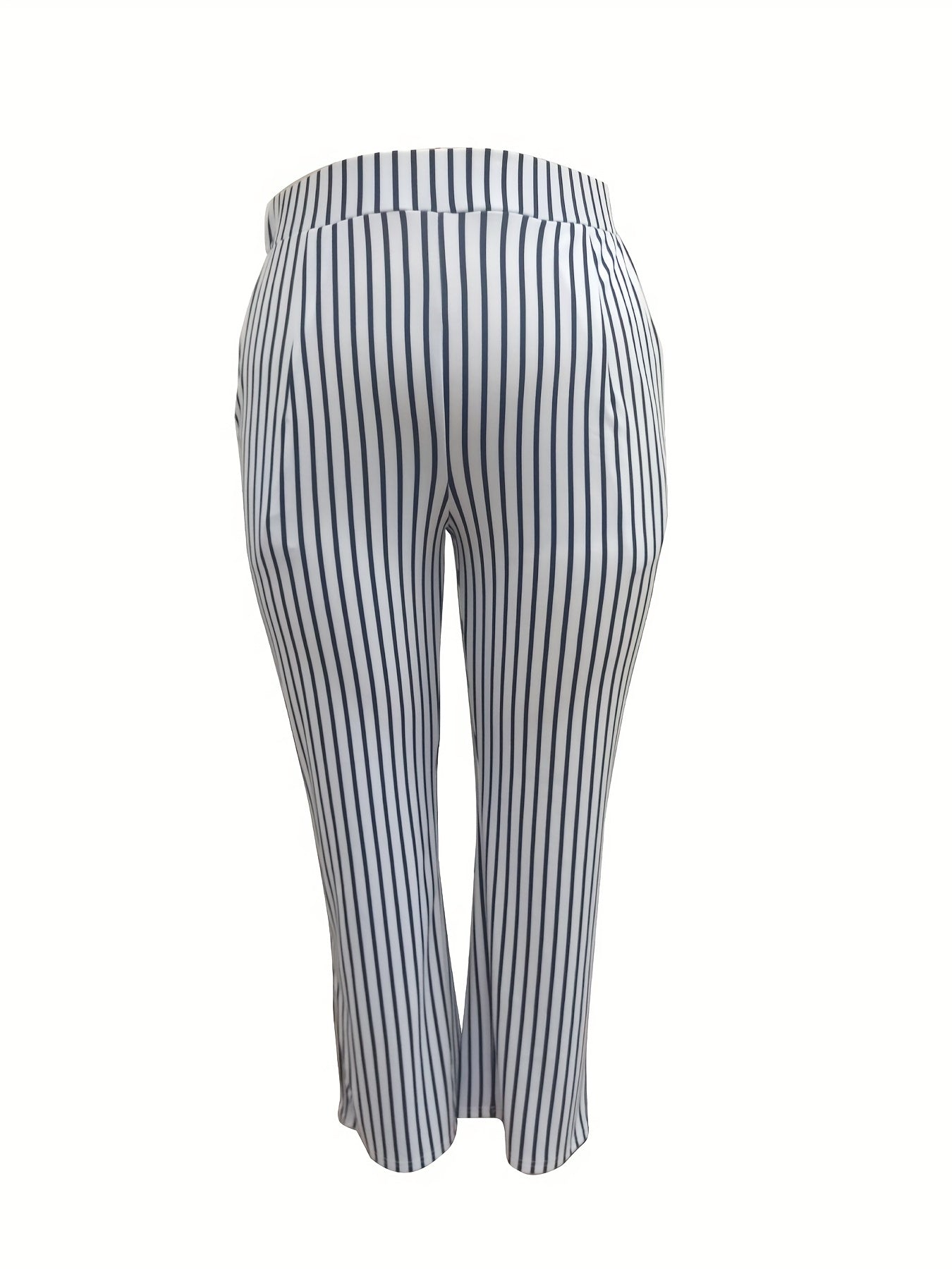  Women's Stripe Print High Rise Straight Leg Trousers