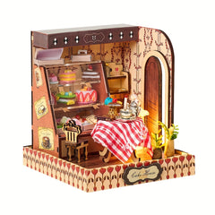 DIY Dollhouse Kit Sweet Shop 3D Puzzle No Glue Adult Assemble Model