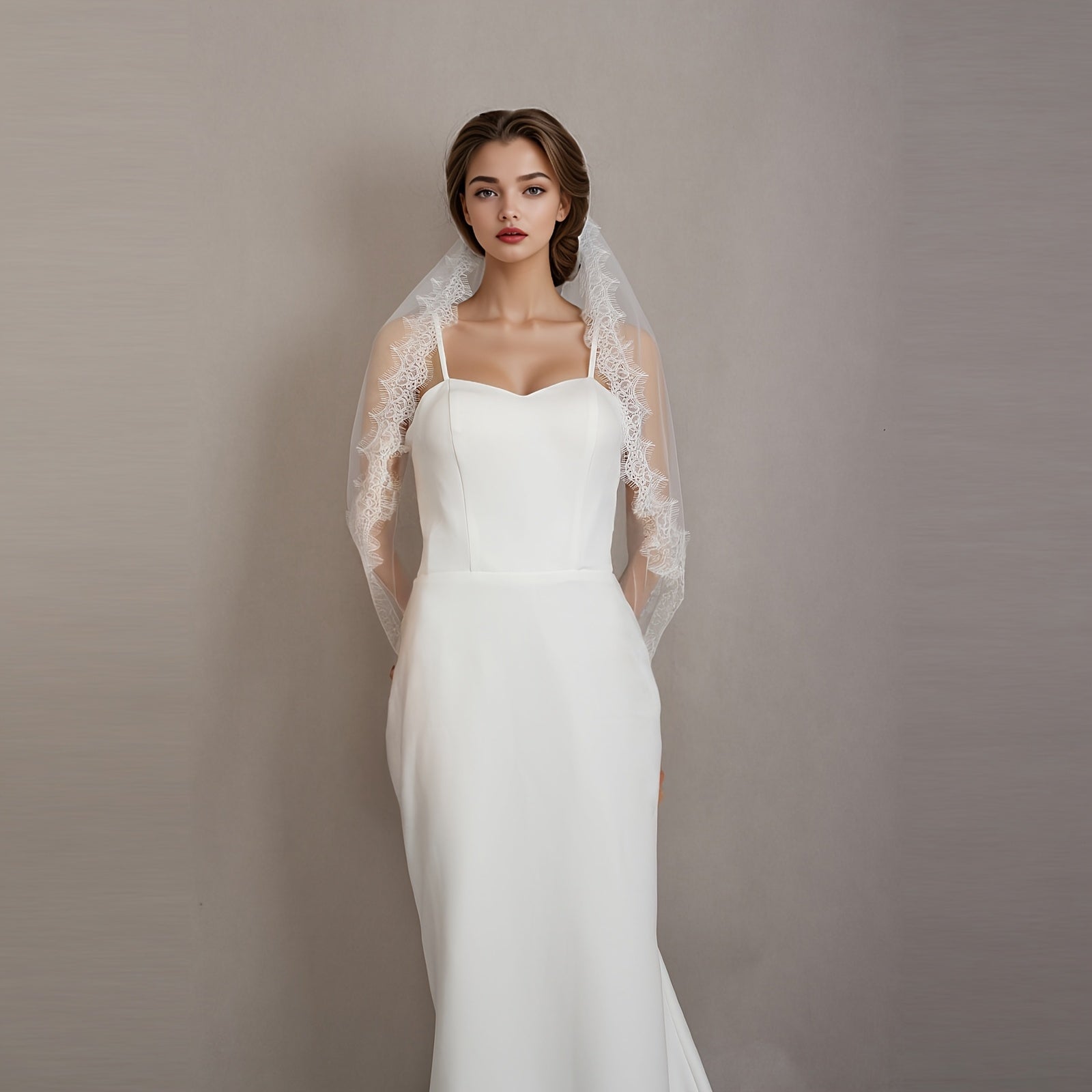 Floral Pattern 1m Bridal Veil Soft & Comfortable Wedding Veil for Women