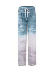  Ombre Print Drawstring Wide Leg Sweatpants
