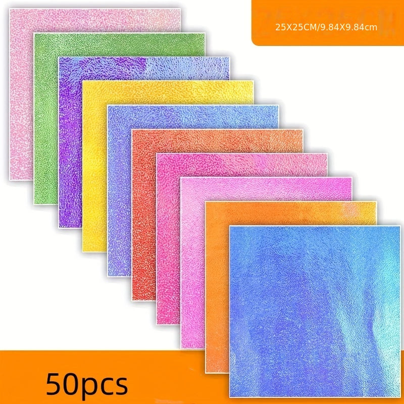50pcs Pearlescent Shining Folding Origami Glitter Decorative Paper
