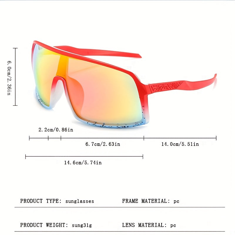 Men Colorful Large Frame Sports Glasses Windproof Outdoor Sunglasses