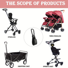 2pcs Leather Stroller Hooks - Heavy Duty Multipurpose with Grocery Shopping Bag