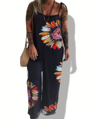  Boho Jumpsuit Tie Dye Floral Print Cami Overall