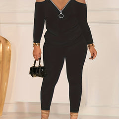  Sexy Cold Shoulder Top & Leggings Set