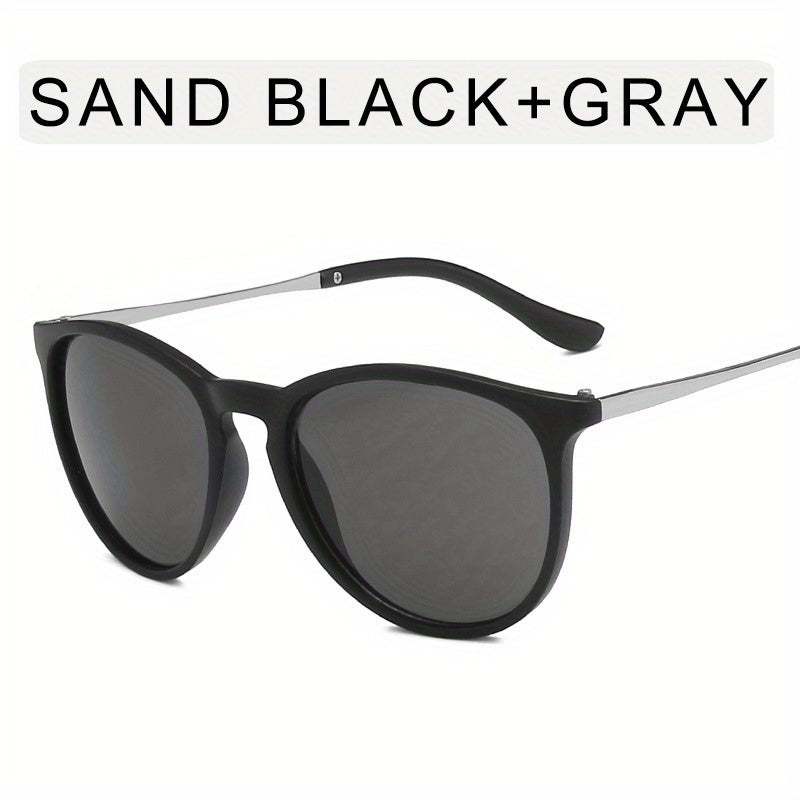 Men's Retro UV400 Sunglasses Oval Metal Frame Outdoor Sunshade Glasses