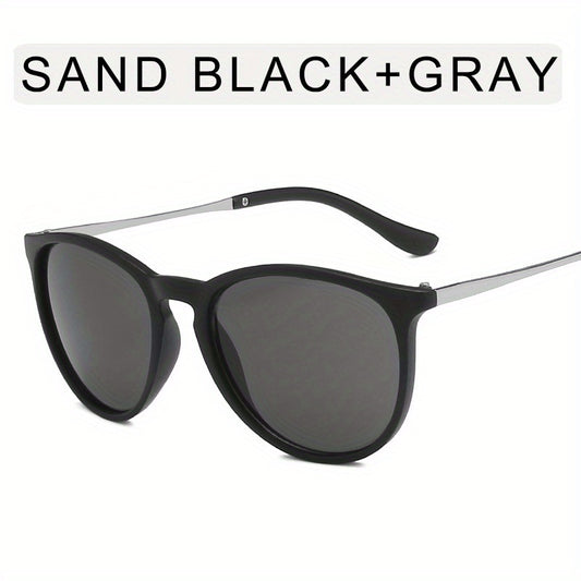 Men's Retro UV400 Sunglasses Oval Metal Frame Outdoor Sunshade Glasses