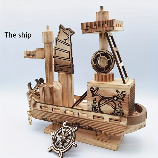 Wooden Motor Boat Model Office Ornaments