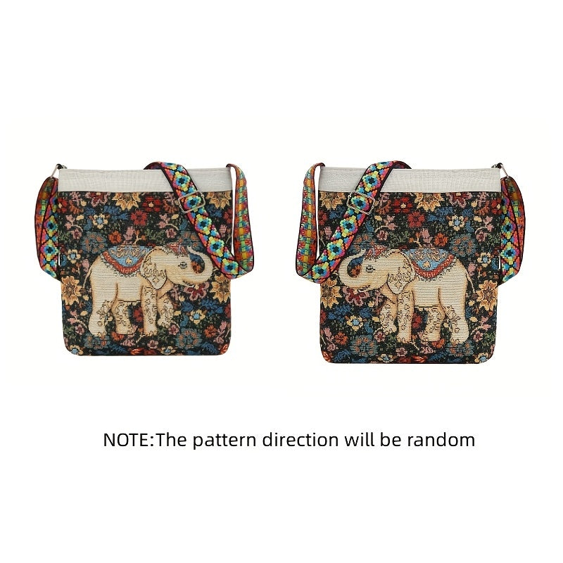 Ethnic Style Elephant Embroidery Crossbody Bag Vintage Shoulder Purse