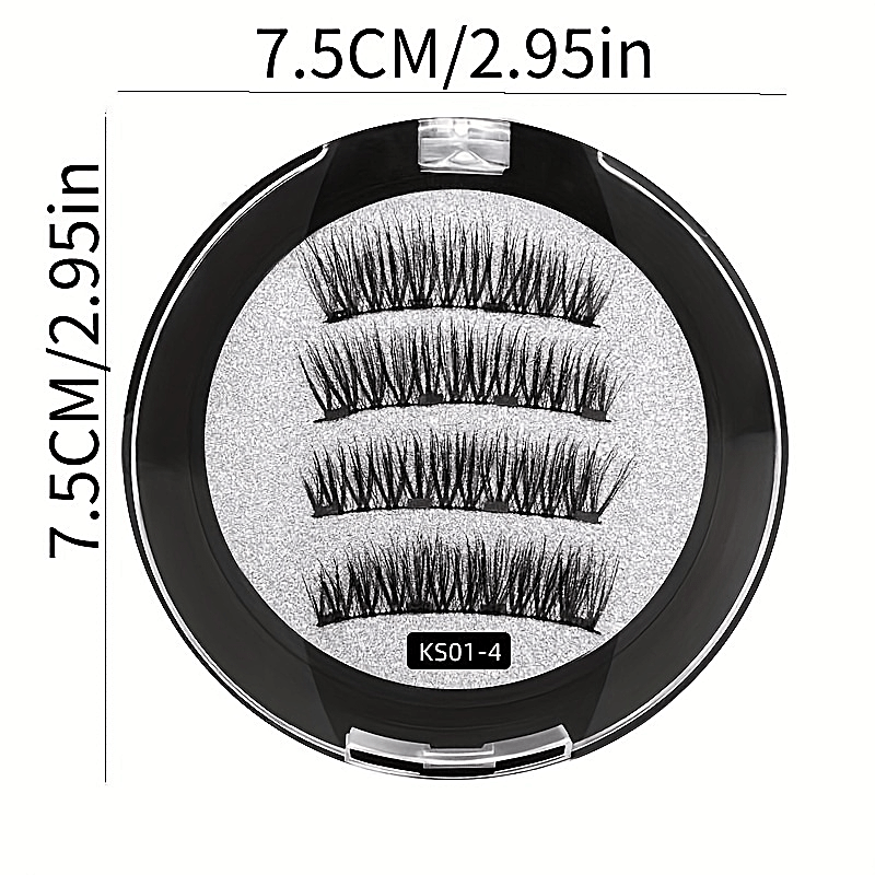 Reusable 3D Mink Magnetic Eyelashes with 4 Magnets & Tweezers