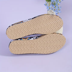 Women's Sunflower Print Flat Shoes Round Toe Slip On Shoes