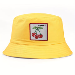 Reversible Cherry Embroidery Bucket Hat