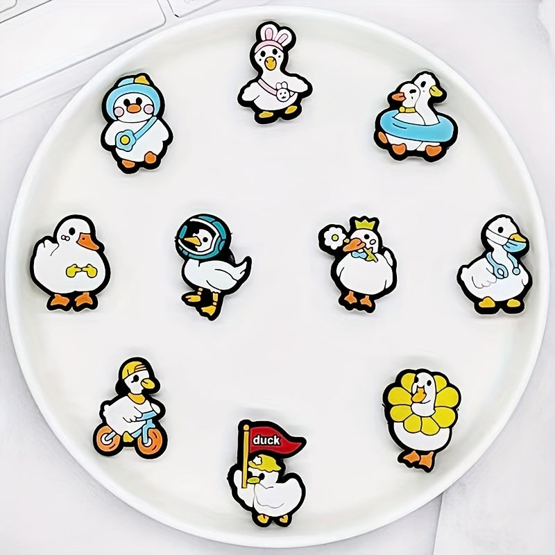 14pcs Little Cartoon Duck Shoe Charm DIY Sandals Decoration Clogs Shoe Buckle