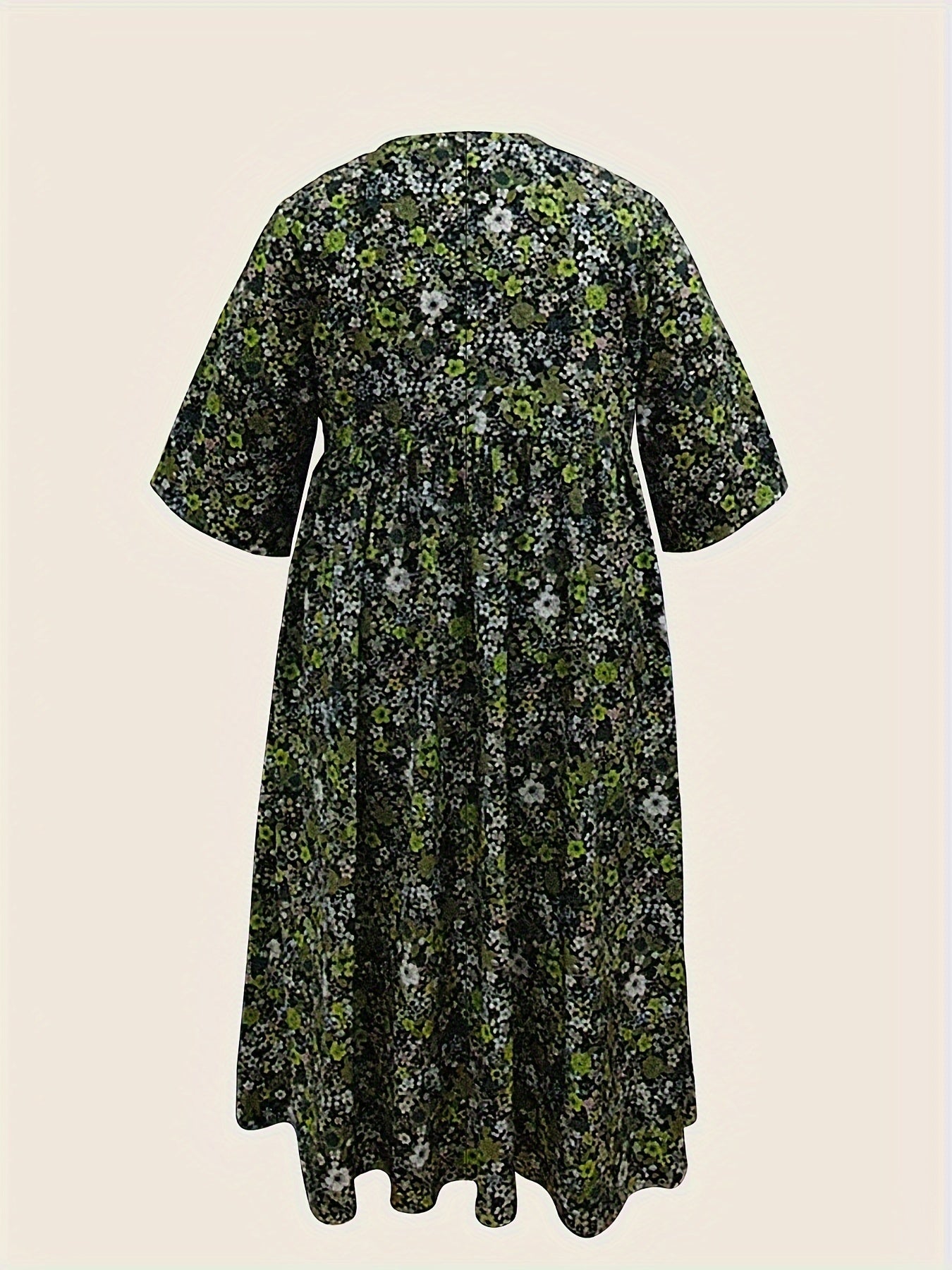 Floral Print Dress w/ Pockets Short Sleeve