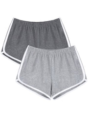 Women's Solid High Waist Track Shorts Set