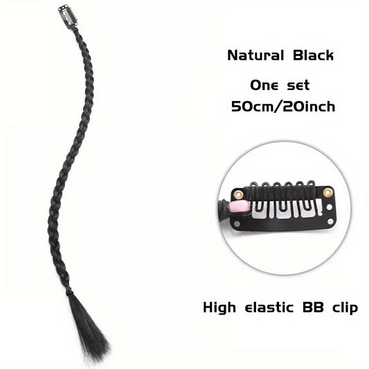 8 Cm Long Twist Braids Hair Extensions With Hair Clip Y2K Synthetic Ponytail