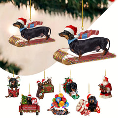 Festive Christmas Dachshunds Car Backpack Hanging Decorations