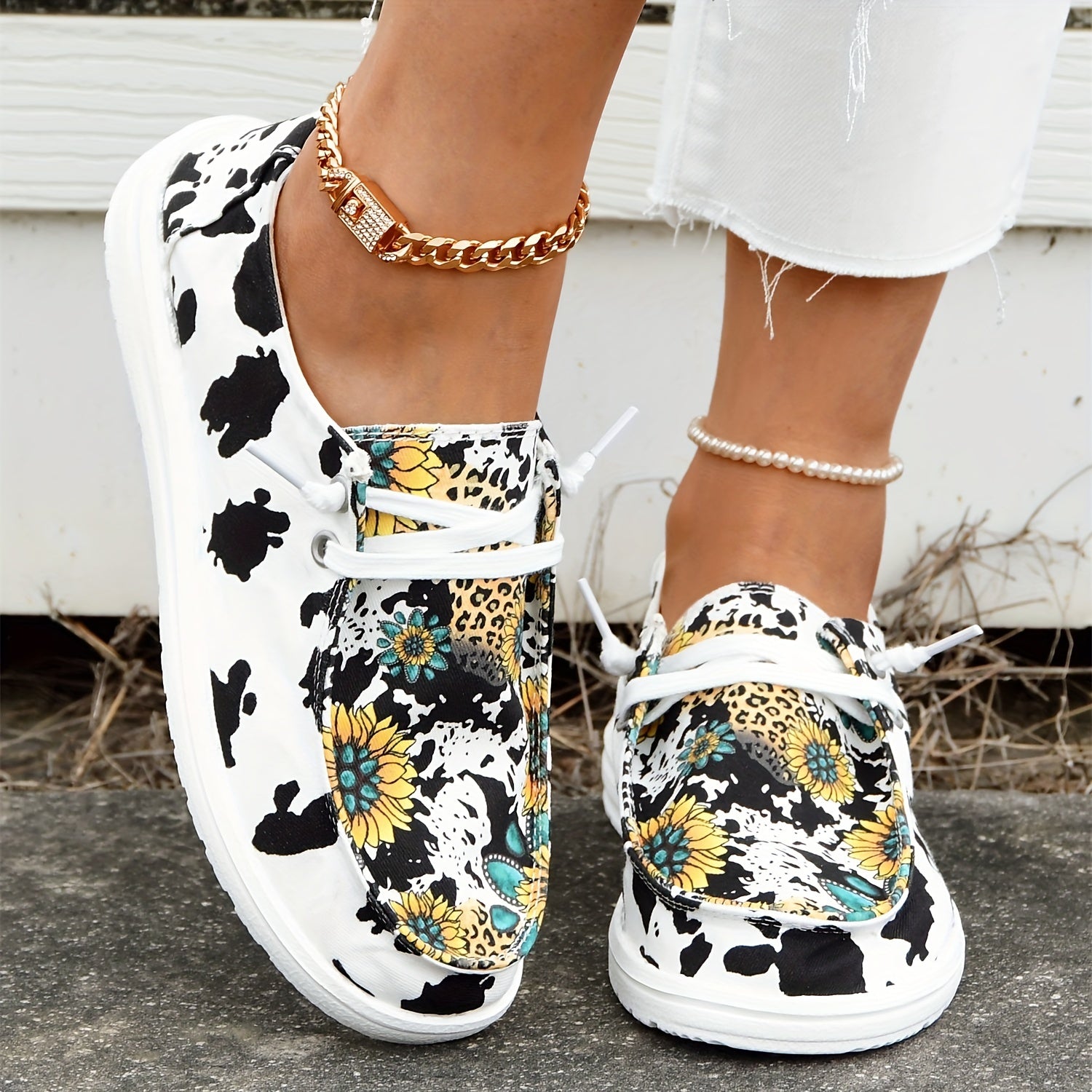Sunflower & Leopard Flat Shoes Women's Casual Lightweight Walking Shoes