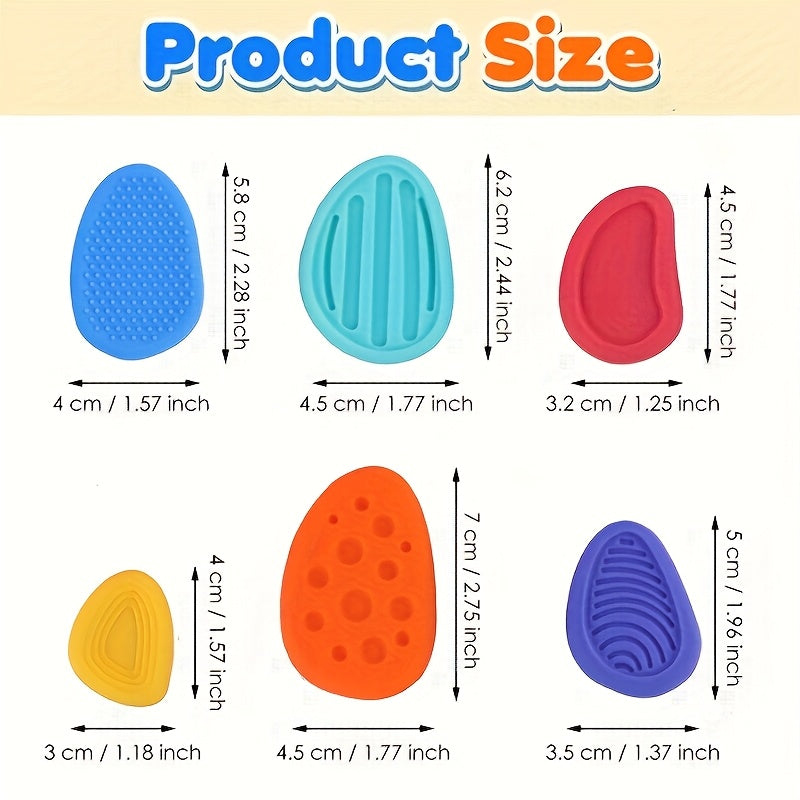 6 Pack Textured Soft Worry Stone Fidget Toys for Kids