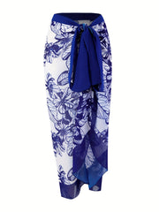 Women's Plus Leaf Print Beachwear Wrap Skirt