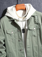 Men's Button Up Denim Coat for Spring Fall