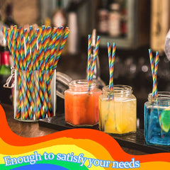 100 Rainbow Straws Bulk Colorful Drink Straws Cocktail Wedding Party