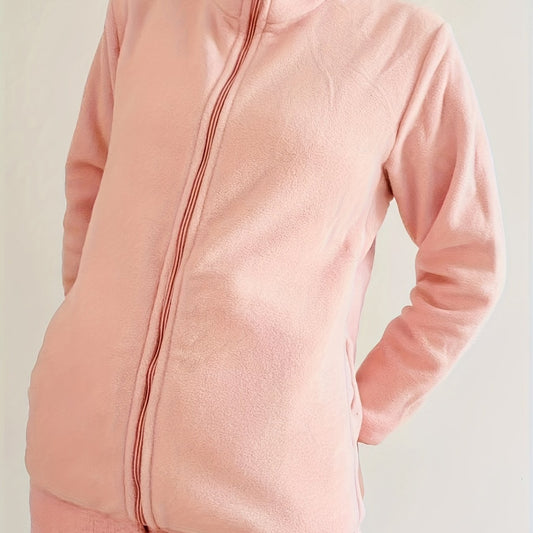 Fleece Liner Jacket Mock Neck Zipper Sports Coat