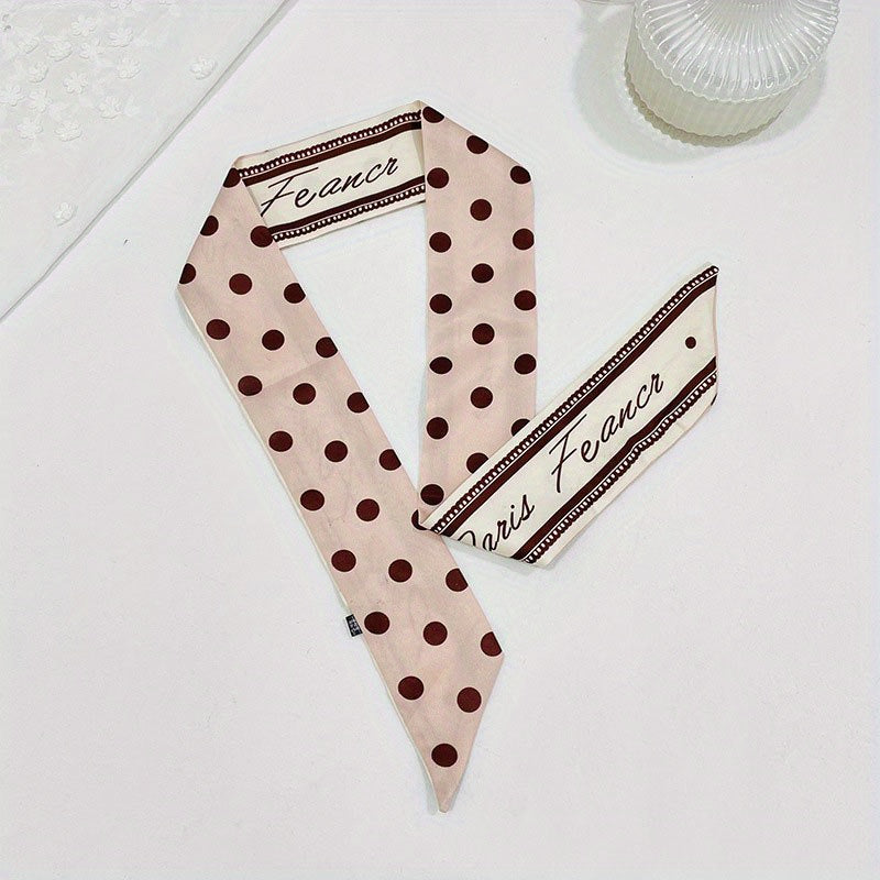 Polka Dot Print Ribbon Thin Scarf Hair Band Silk Hair Tie Hair Accessories