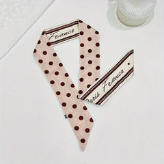 Polka Dot Print Ribbon Thin Scarf Hair Band Silk Hair Tie Hair Accessories