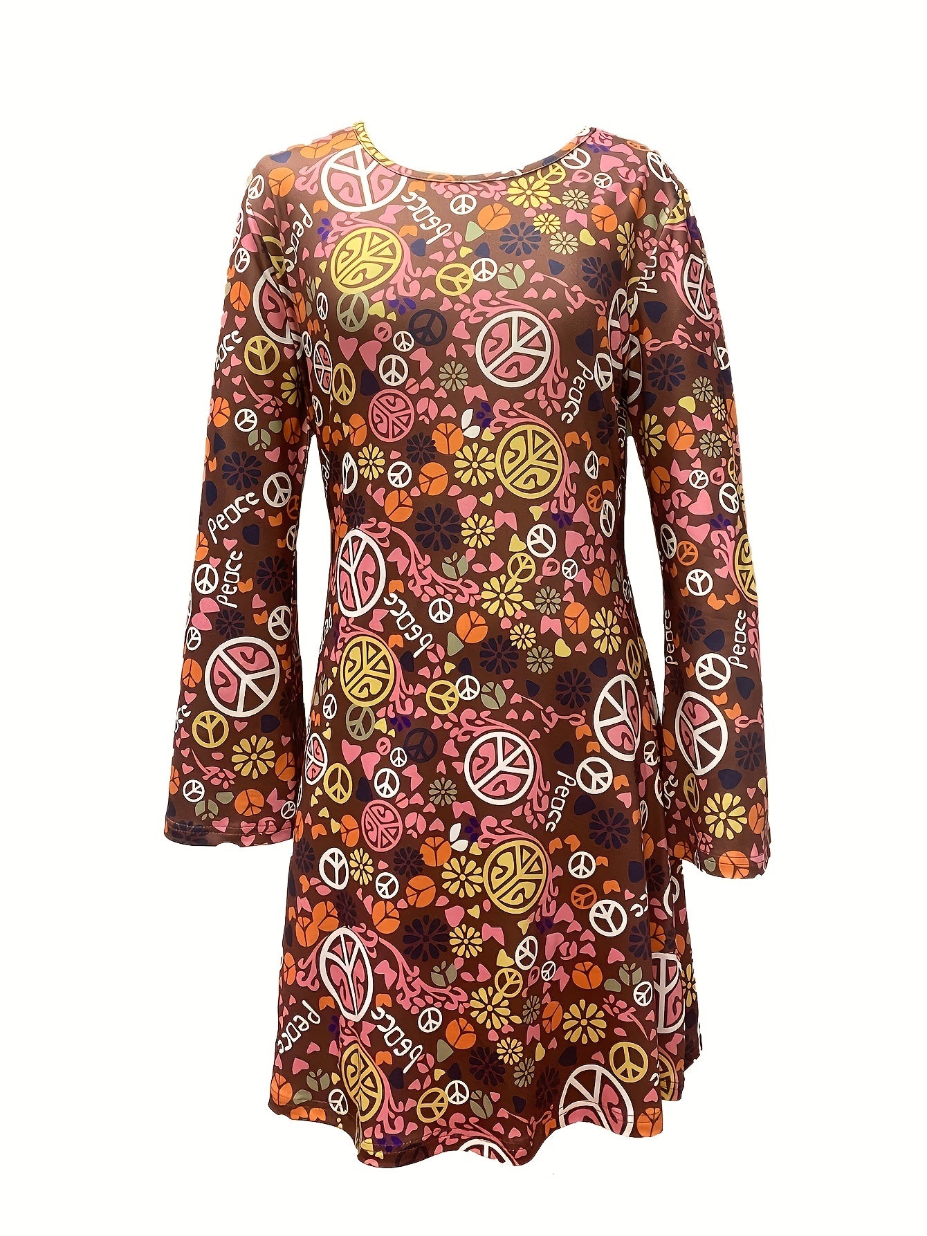  Allover Print Flared Sleeve Maxi Dress with Bandana