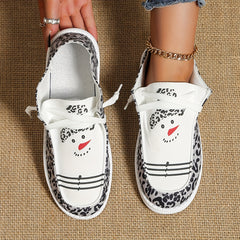 Leopard Print Canvas Lace-Up Shoes Stylish Bird Pattern Outdoor Shoes