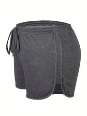  Solid Drawstring Elastic Shorts - Women's Plus